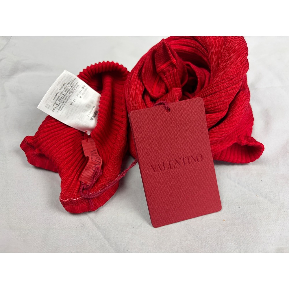 Valentino Red Ribbed Tights Made in Italy MB3KI00E2Y2 Size M NEW